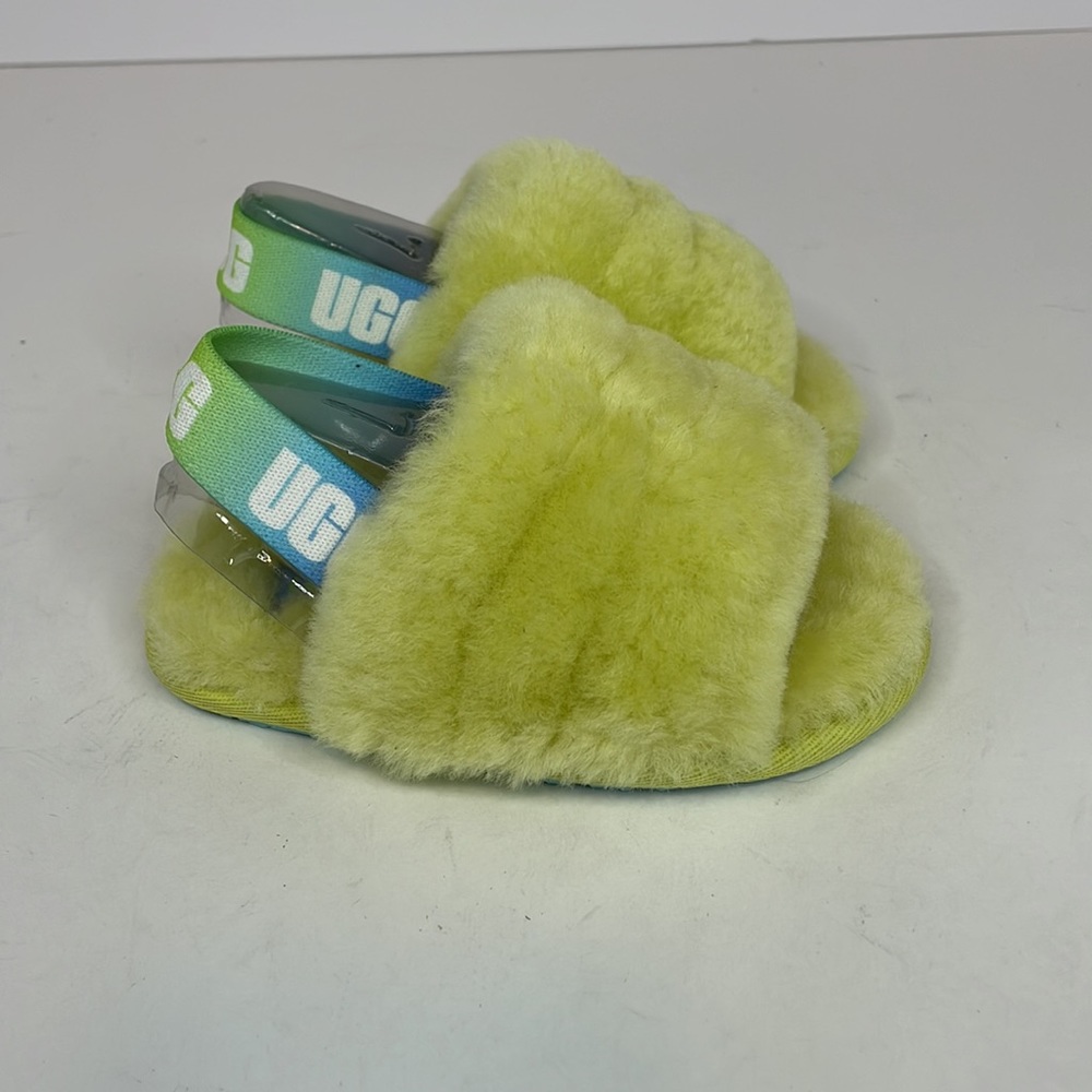 New Toddler Yellow Sheepskin UGG Fluff Yeah Slide Size 7T - Picture 3 of 11